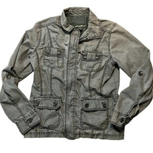 Eddie Bauer Womens Gray Lightweight Military Utility Full Zip Jacket‎ Small